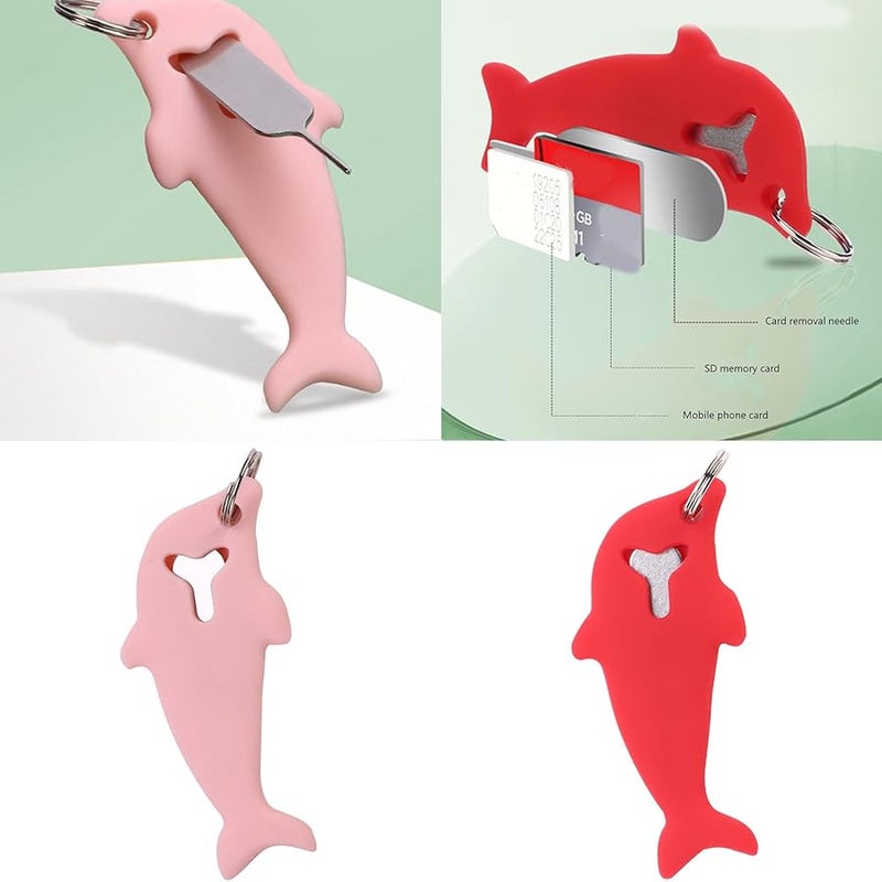 Green Phone SIM Card Tray Ejector Pin Removal Tool with Keychain Case Protector - Image 2